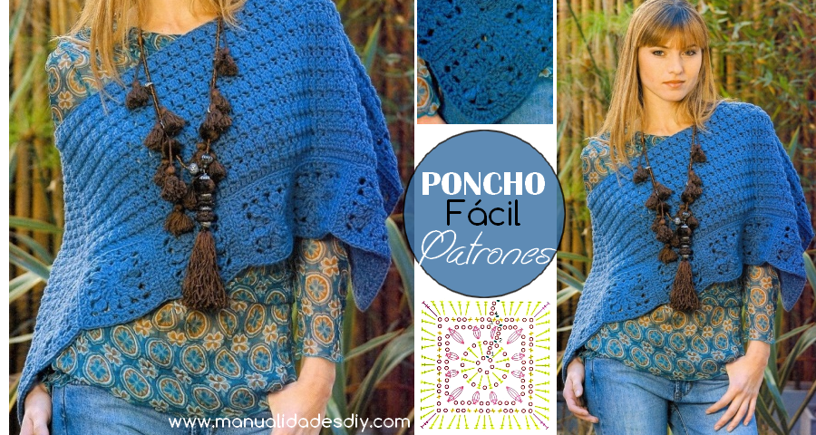 Patron para tejer un poncho ⋆ Manualidades Y Y DIY