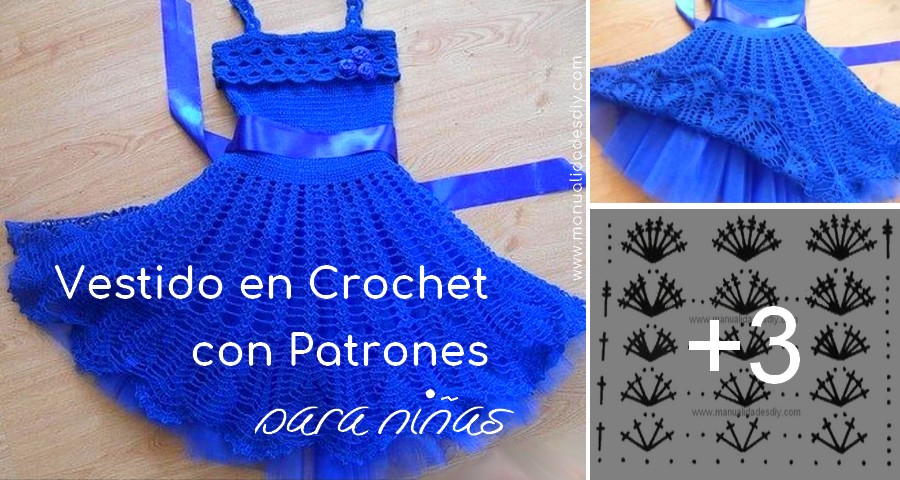 internacional tímido Para buscar refugio Vestido Azul en Crochet para Niñas - Patrones ⋆ Manualidades Y  DIYManualidades Y DIY