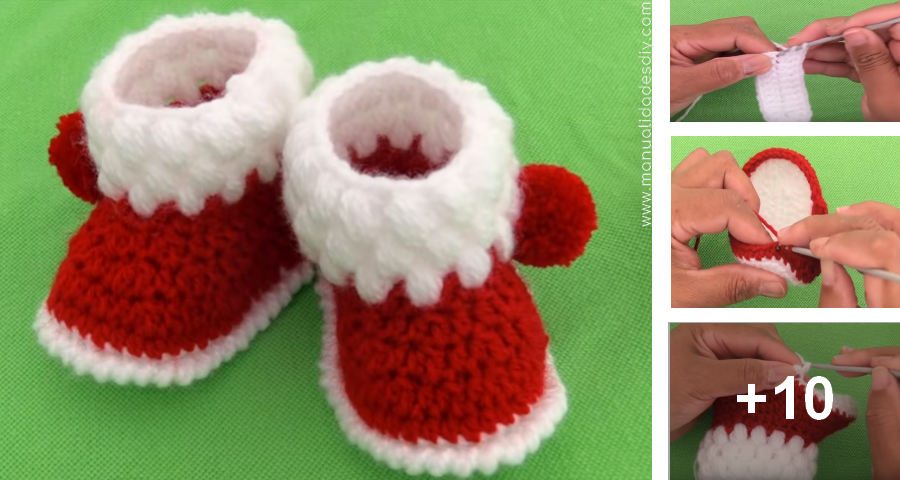 Botas Faciles para Bébé en Crochet para Navidad ⋆ Manualidades Y  DIYManualidades Y DIY