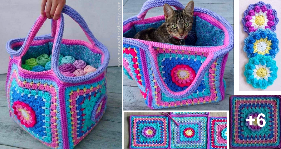 Bolso a Crochet Fácil con Cuadros de - Modelo grátis Manualidades DIYManualidades Y DIY