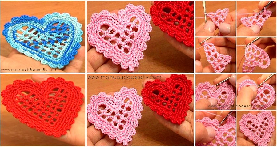 corazones en crochet