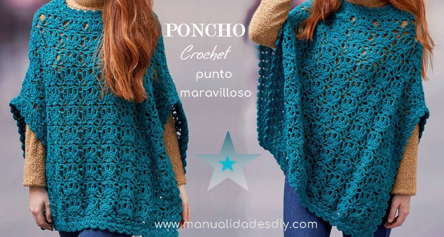 Despido abajo Garantizar Poncho rectangular tejido a crochet para mujer ⋆ Manualidades DIY