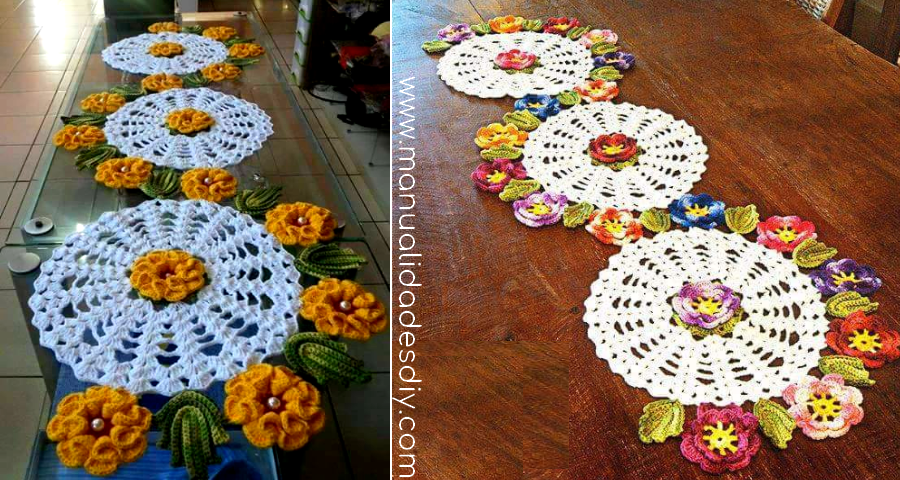 acre Bebida Dinkarville Patrones para camino de mesa a crochet con flores ⋆ Manualidades DIY