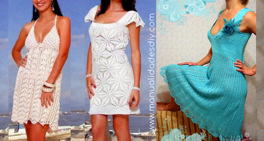 Vestidos tejidos a crochet con patrones ⋆ Manualidades