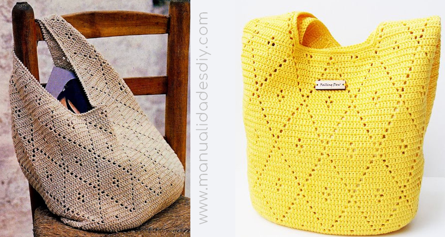 Bolso fácil con rombos a Crochet ⋆ Manualidades Y DIYManualidades DIY