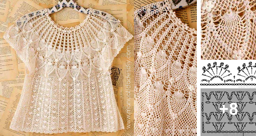Blusa con Piñas y Floritas Tejida a Crochet ⋆ Manualidades DIY