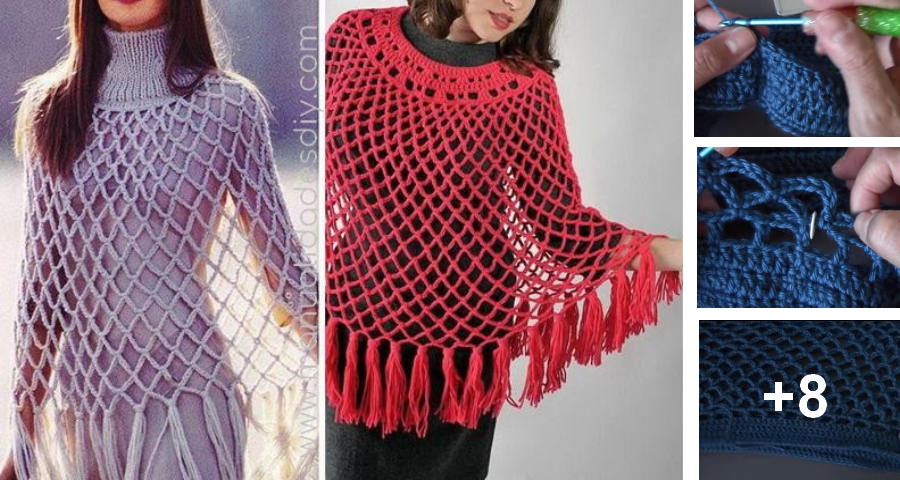 Poncho Fácil con Puntos de Crochet ⋆ Y DIYManualidades Y DIY
