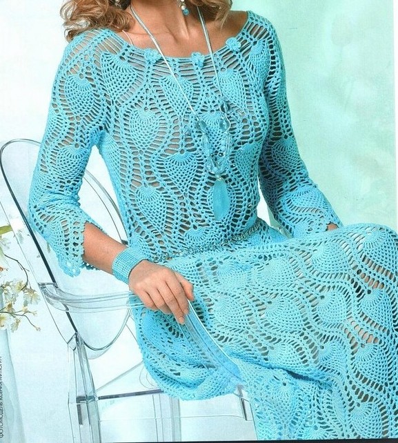 Vestido a Crochet Punto Piñas / Patrones ⋆ Manualidades DIY Vestido a Crochet Punto Piñas / Patrones ⋆ Manualidades DIY
