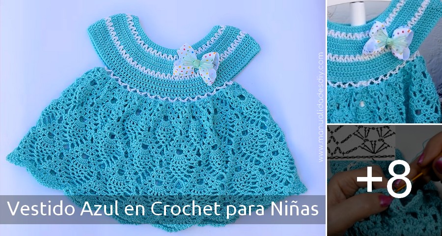 vestido crochet azul