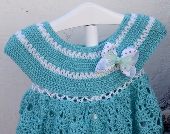 Vestido Azul en Crochet para Niñas - Patrones y Totorial Paso a Paso ⋆  Manualidades Y DIY