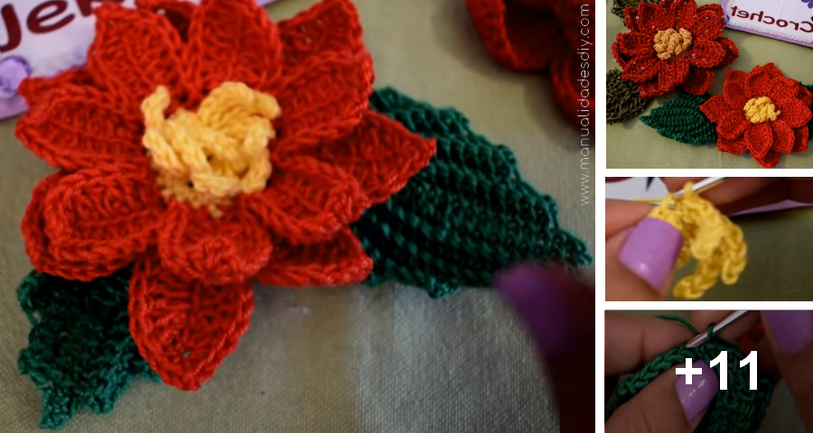 Flor Navideña a Crochet Paso a Paso ⋆ Manualidades DIY