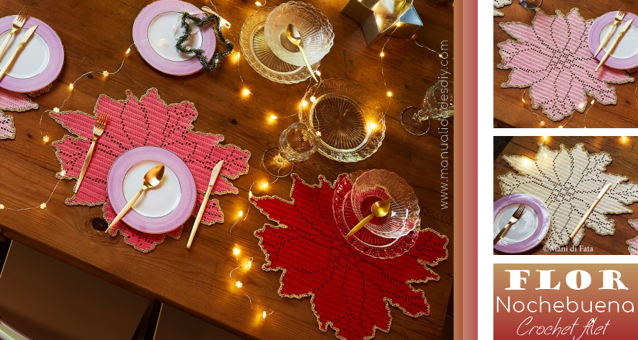 Como Hacer una Flor de Nochebuena a Crochet Filet para la Mesa ⋆  Manualidades Y DIYManualidades Y DIY
