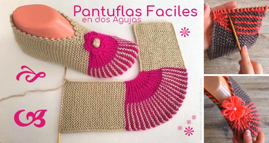 pantuflas faciles dos agujas