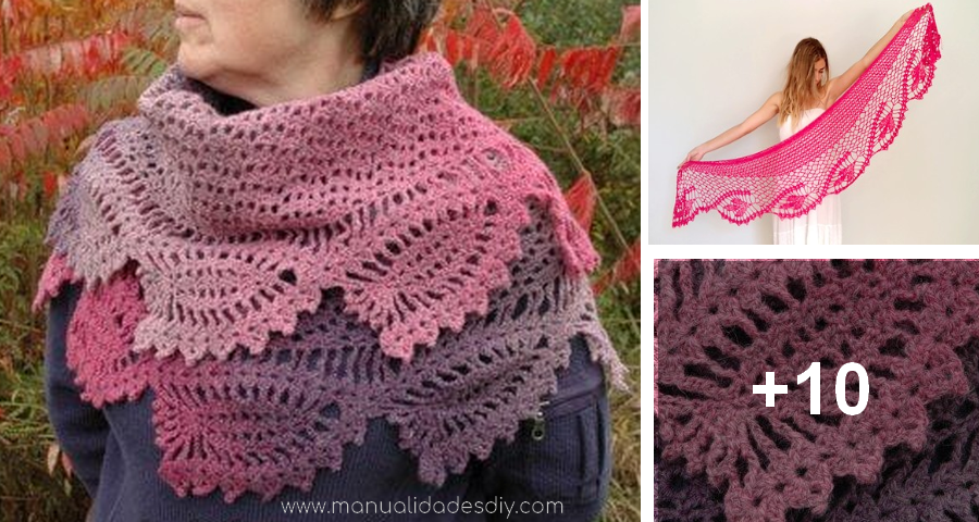Chal en Crochet con Borde de Piña ⋆ Manualidades DIY