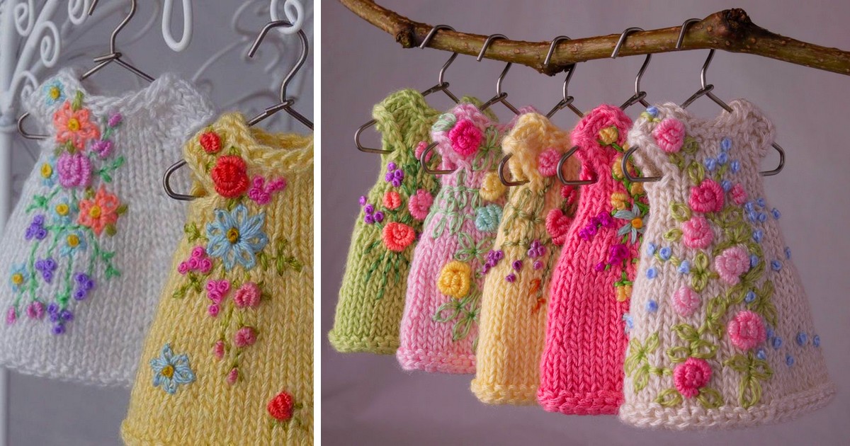 Cómo bordar flores en miniaturas de crochet y dos agujas ⋆ Manualidades DIY