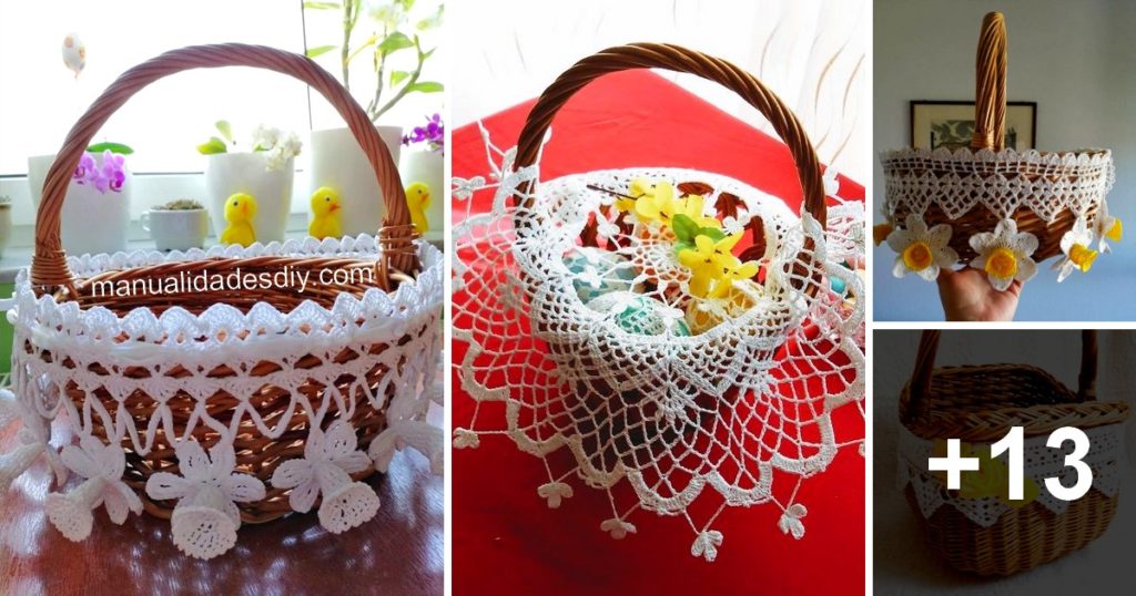 cestas decoradas crochet